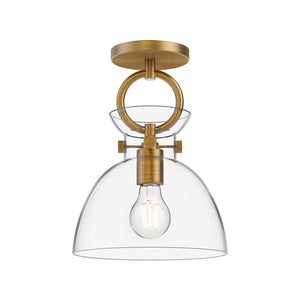 Alora - SF411809AGCL - One Light Semi-Flush Mount - Waldo - Aged Gold/Clear