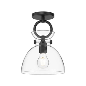 Alora - SF411809MBCL - One Light Semi-Flush Mount - Waldo - Matte Black/Clear Glass