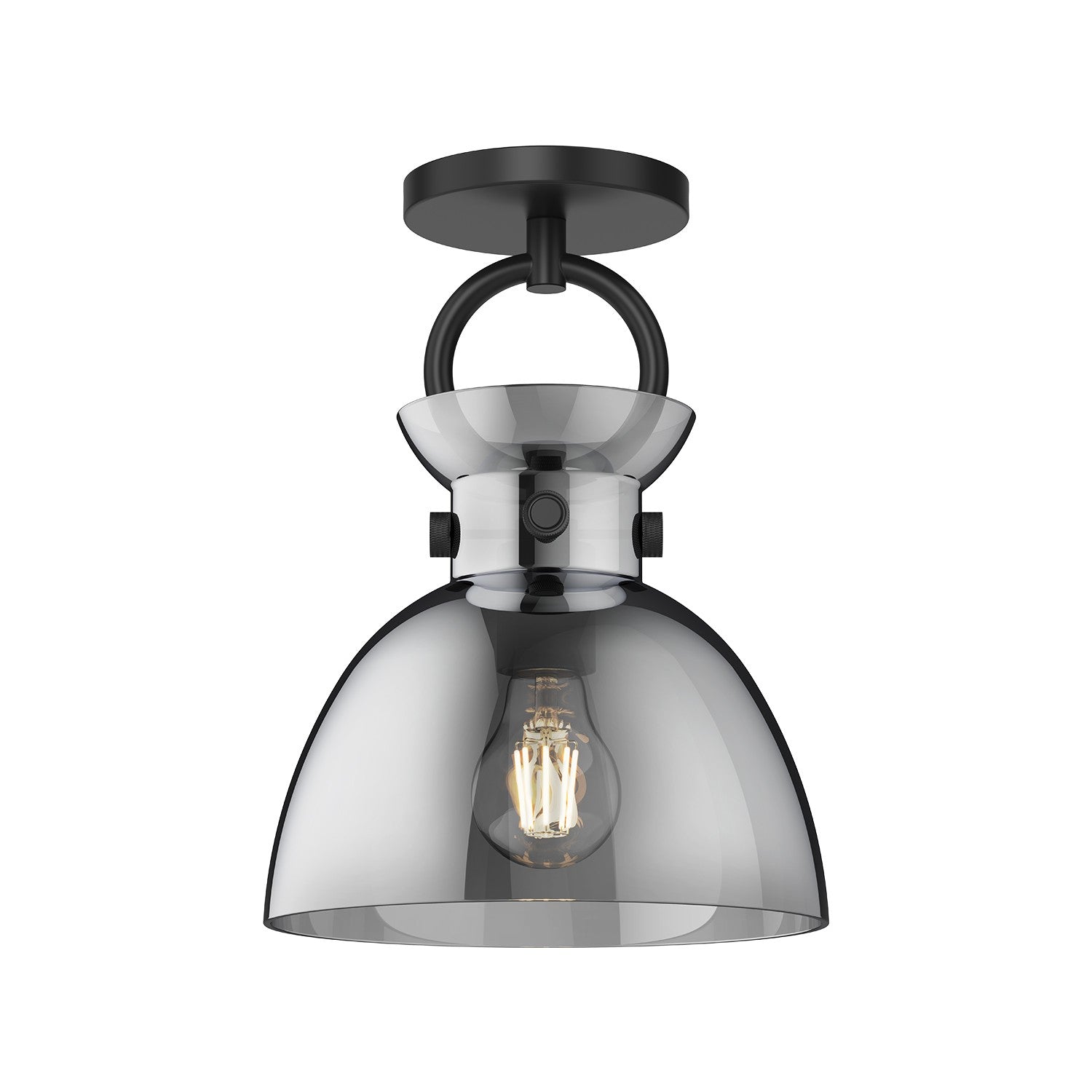 Alora - SF411809MBSM - One Light Semi-Flush Mount - Waldo - Matte Black/Smoked