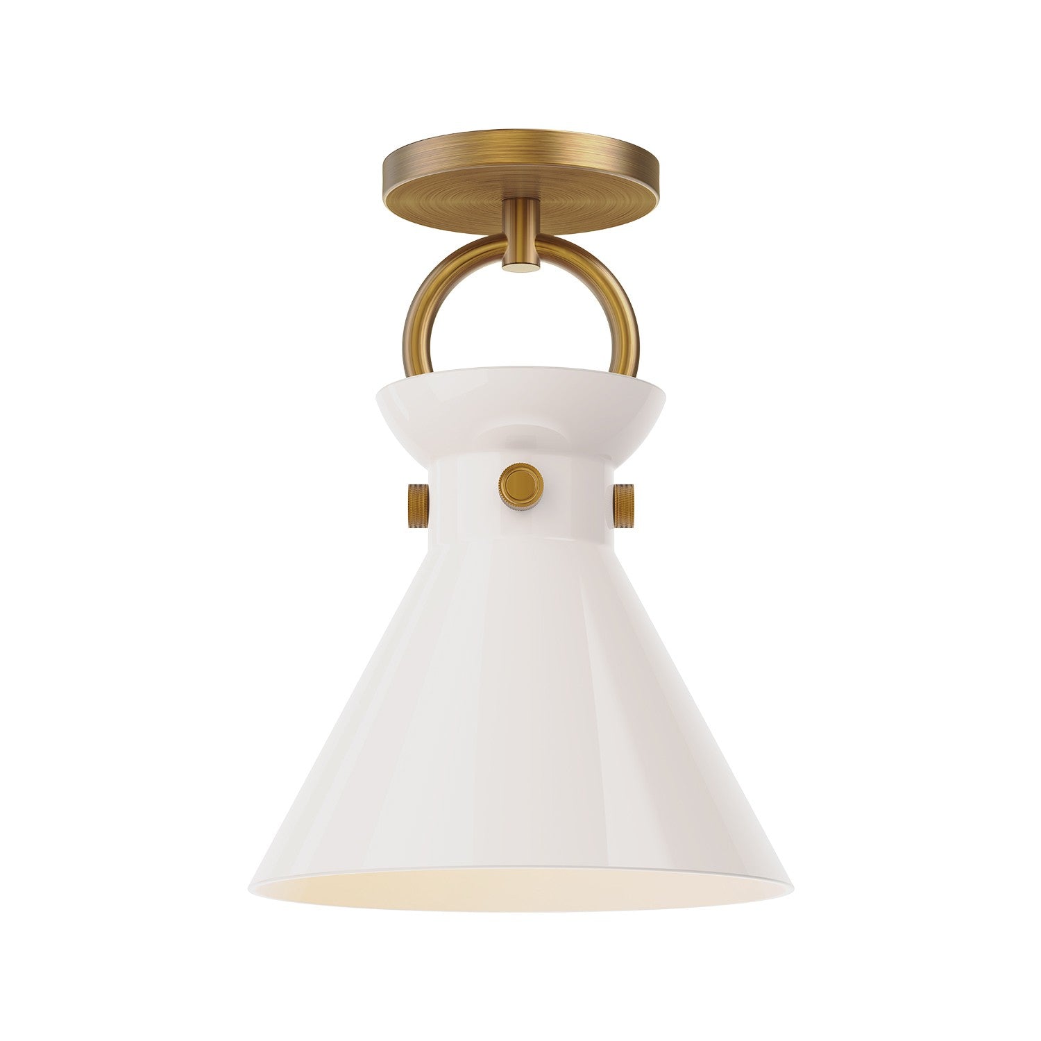 Alora - SF412509AGGO - One Light Semi-Flush Mount - Emerson - Aged Gold/Glossy Opal Glass