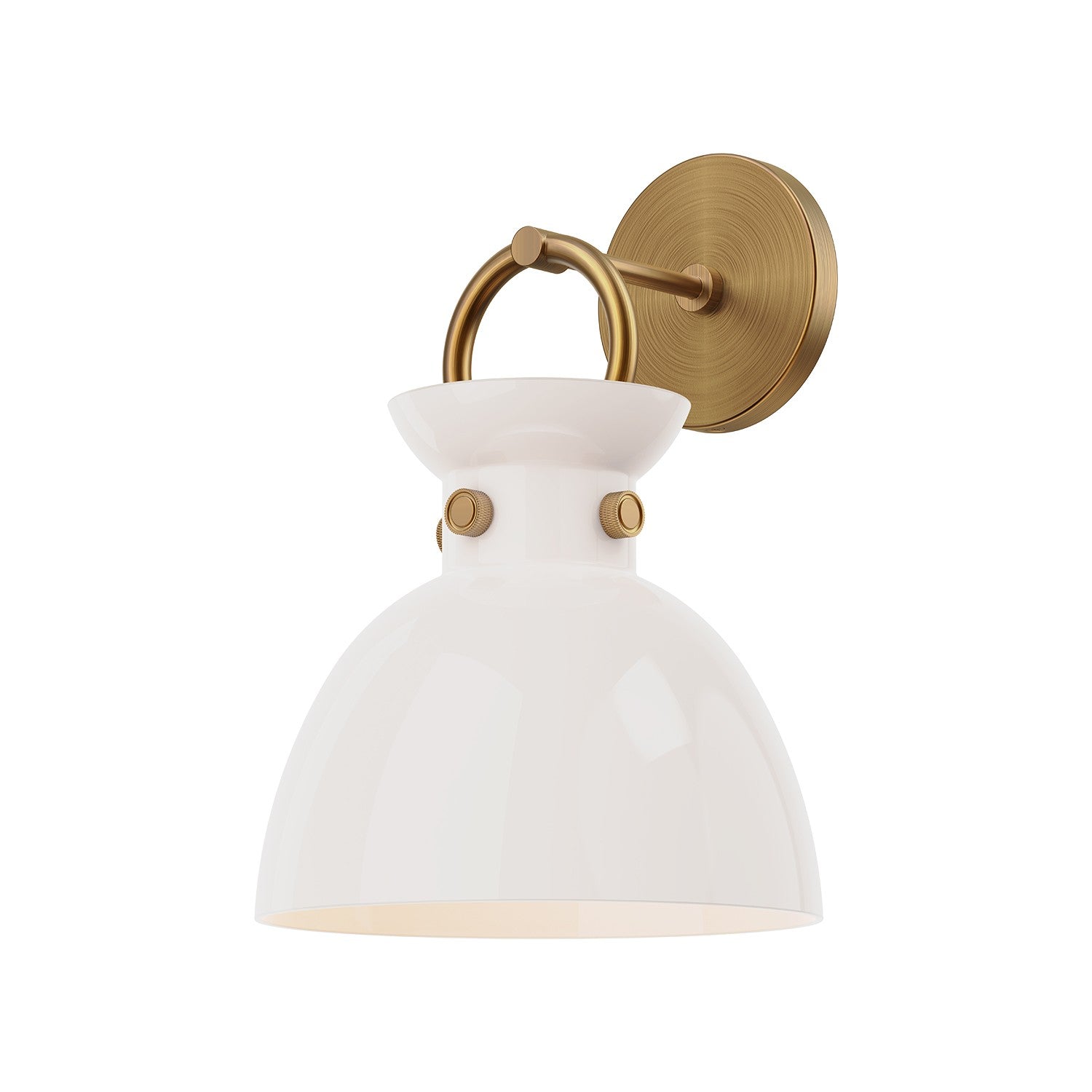 Alora - WV411809AGGO - One Light Wall Sconce - Waldo - Aged Gold/Glossy Opal Glass