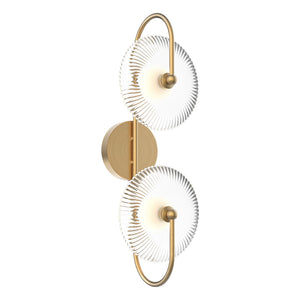 Alora - WV417802BGCR - LED Wall Sconce - Hera - Brushed Gold/Clear Ribbed Glass|Matte Black/Clear Ribbed Glass