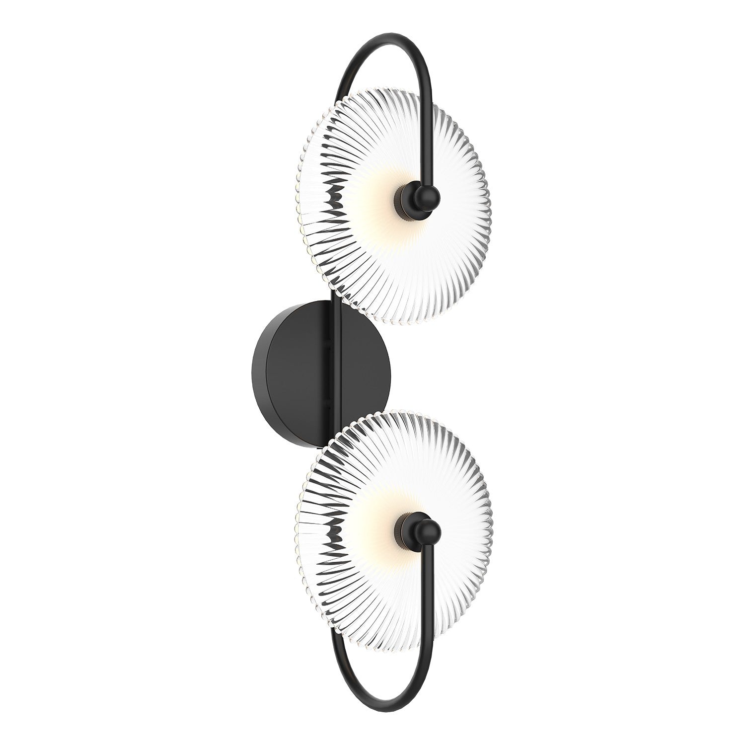 Alora - WV417802MBCR - LED Wall Sconce - Hera - Matte Black/Clear Ribbed Glass