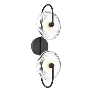 Alora - WV417802MBCR - LED Wall Sconce - Hera - Matte Black/Clear Ribbed Glass