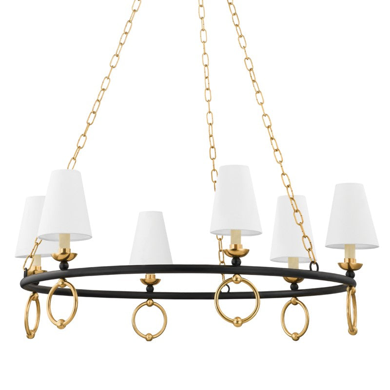 Mitzi - H757806-AGB/TBK - Six Light Chandelier - Haverford - Aged Brass