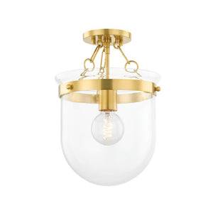 Mitzi - H763601-AGB - One Light Semi Flush Mount - Dunbar - Aged Brass