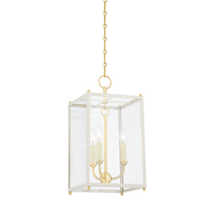 Hudson Valley - MDS1200-AGB/OW - Three Light Lantern - Chaselton - Aged Brass/Off White