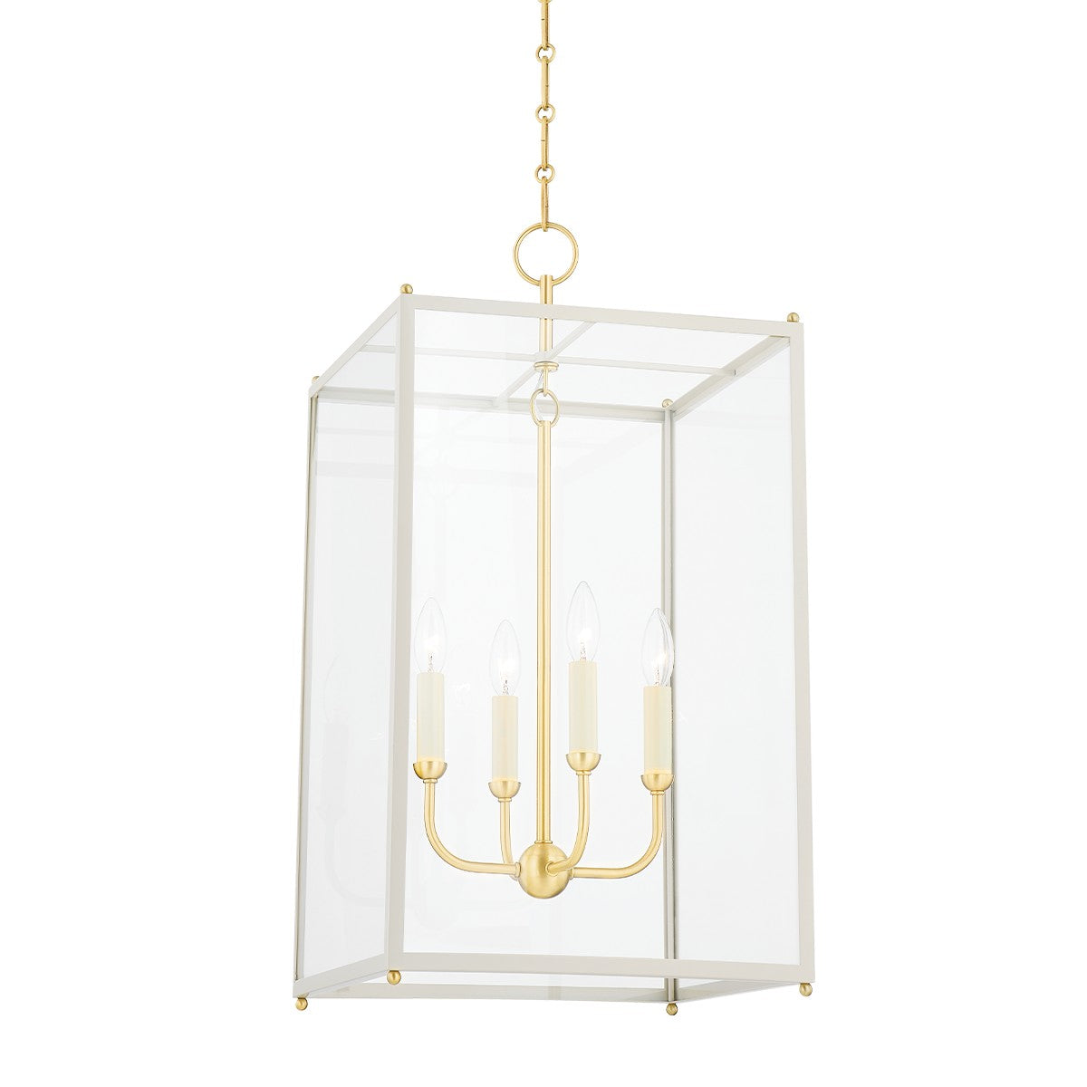 Hudson Valley - MDS1201-AGB/OW - Four Light Lantern - Chaselton - Aged Brass/Off White
