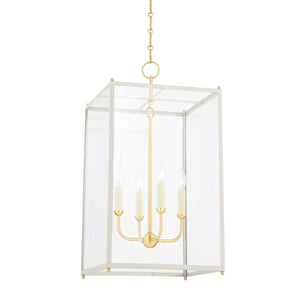 Hudson Valley - MDS1201-AGB/OW - Four Light Lantern - Chaselton - Aged Brass/Off White