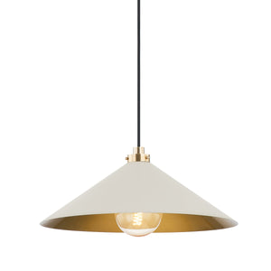 Hudson Valley - MDS1402-AGB/OW - One Light Pendant - Clivedon - Aged Brass/Off White