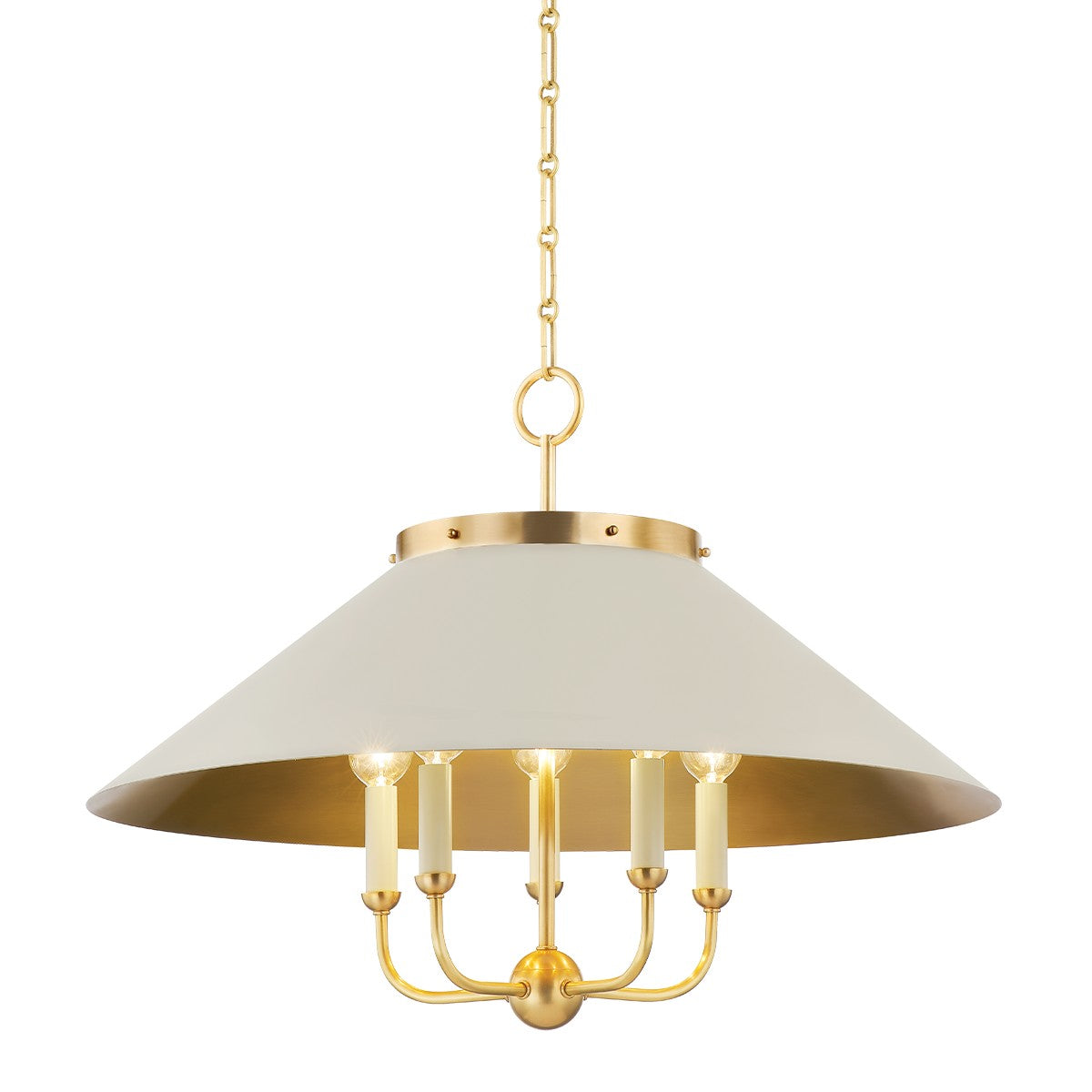 Hudson Valley - MDS1403-AGB/OW - Five Light Chandelier - Clivedon - Aged Brass/Off White