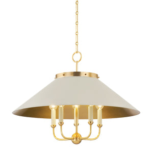 Hudson Valley - MDS1403-AGB/OW - Five Light Chandelier - Clivedon - Aged Brass/Off White