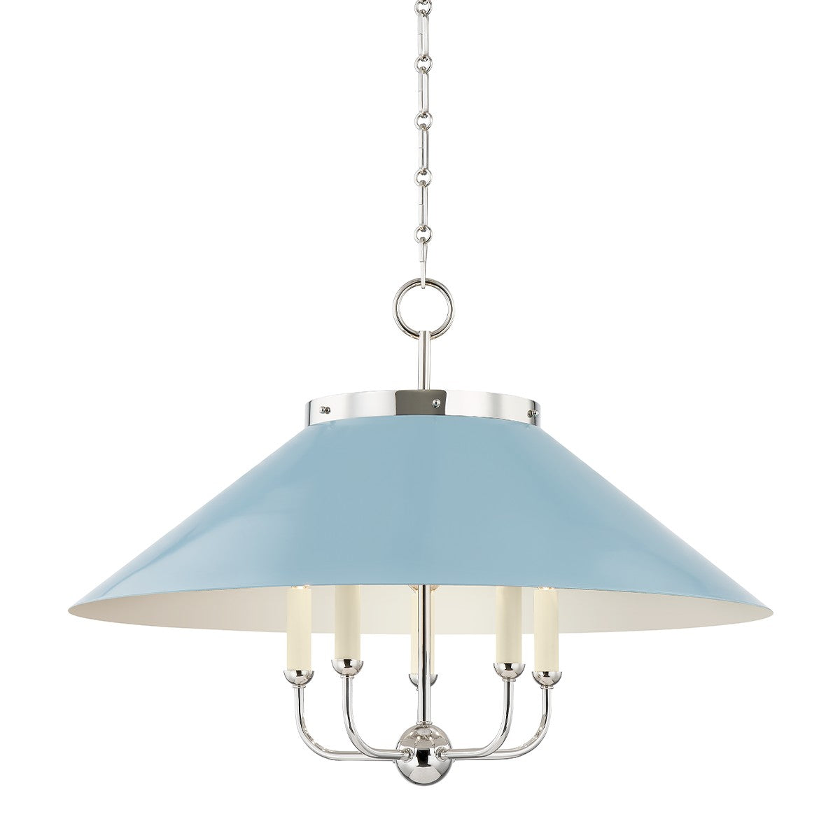 Hudson Valley - MDS1403-PN/BB - Five Light Chandelier - Clivedon - Polished Nickel/Blue Bird