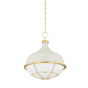 Hudson Valley - MDS1502-AGB/OW - One Light Pendant - Holkham - Aged Brass/Off White
