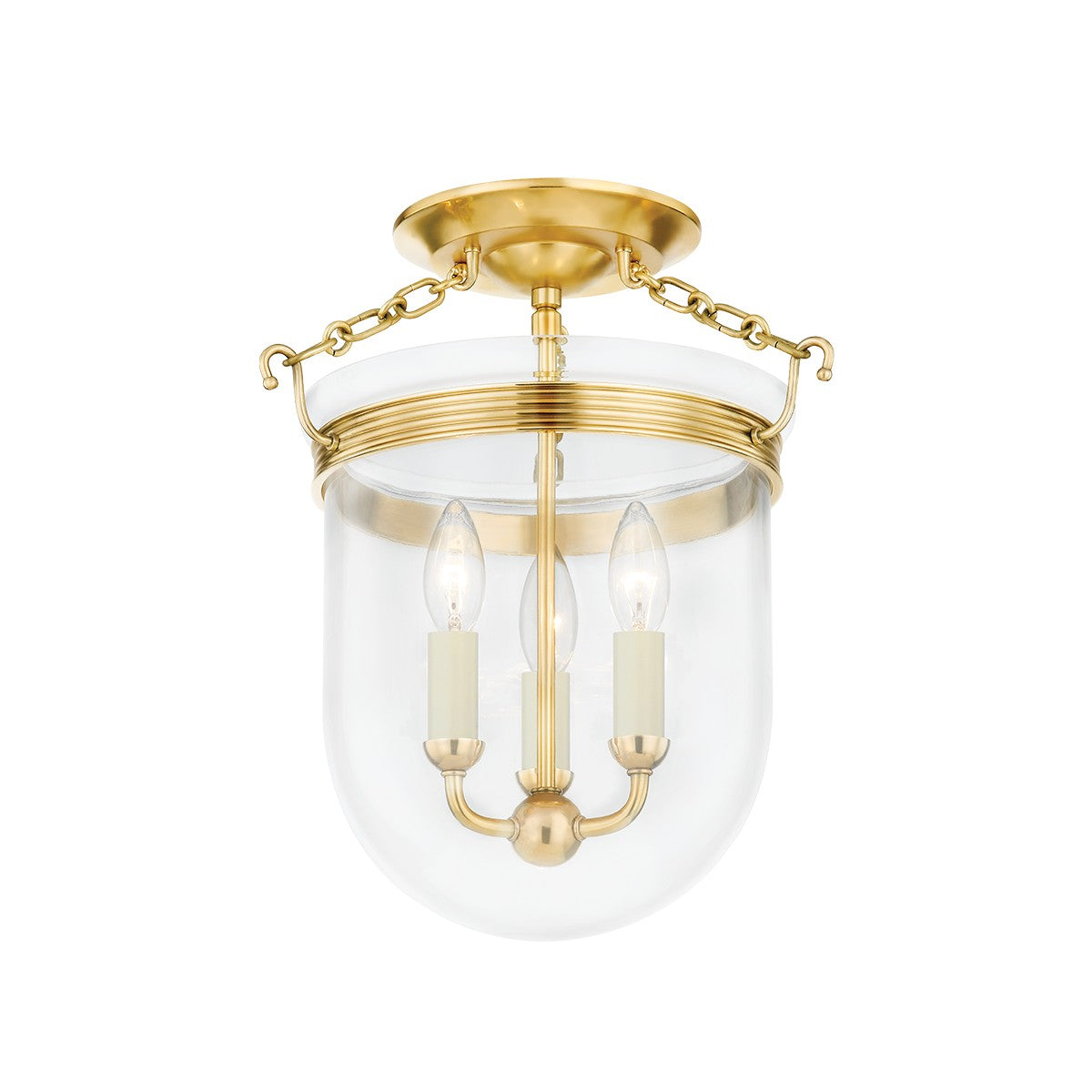 Hudson Valley - MDS1600-AGB - Three Light Semi Flush Mount - Rousham - Aged Brass