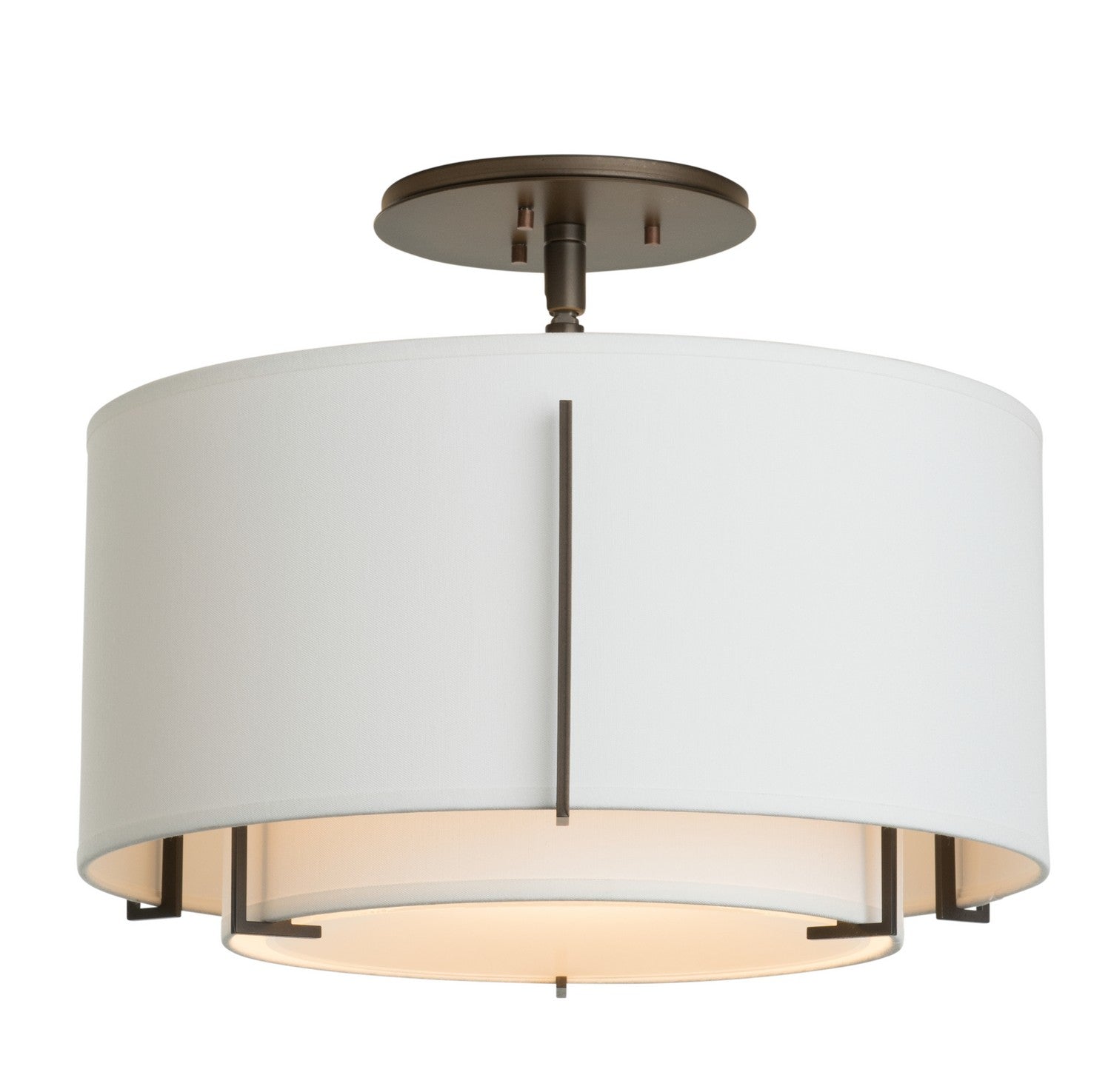 Hubbardton Forge - 126501-SKT-07-SF1099-SF1590 - Exos Small Double Shade Semi-Flush - Exos - Dark Smoke