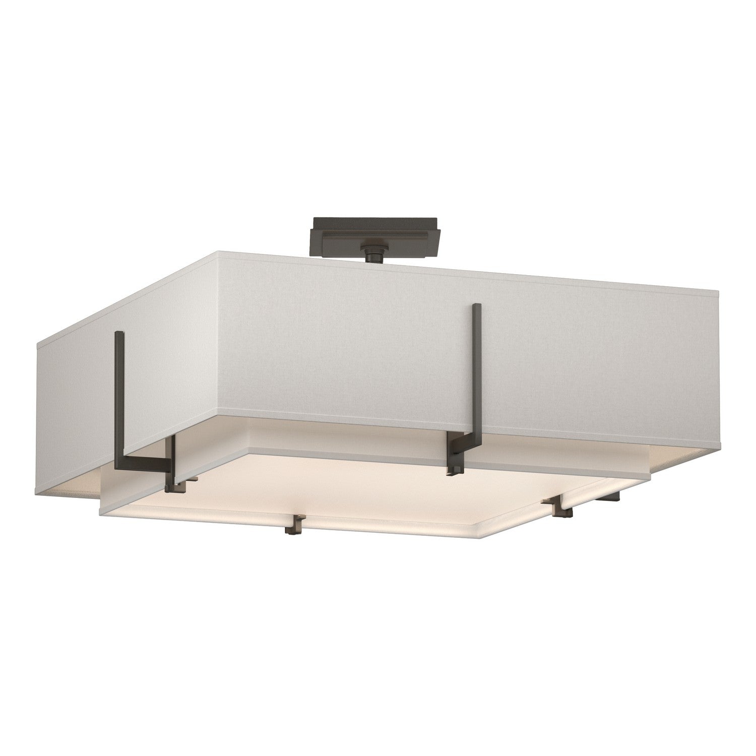 Hubbardton Forge - 126510-SKT-07-SF1605-SE2012 - Exos Square Double Shade Semi-Flush - Exos - Dark Smoke