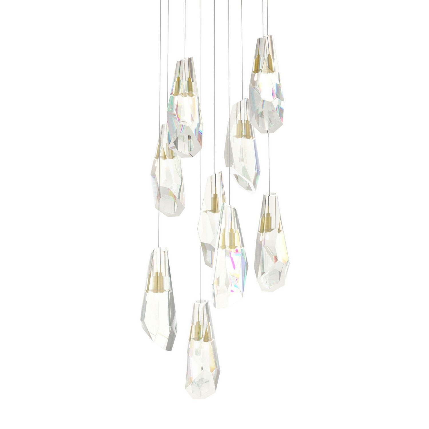Hubbardton Forge - 131101-SKT-LONG-86-CR - Luma 9-Light Large Crystal Pendant - Luma - Modern Brass