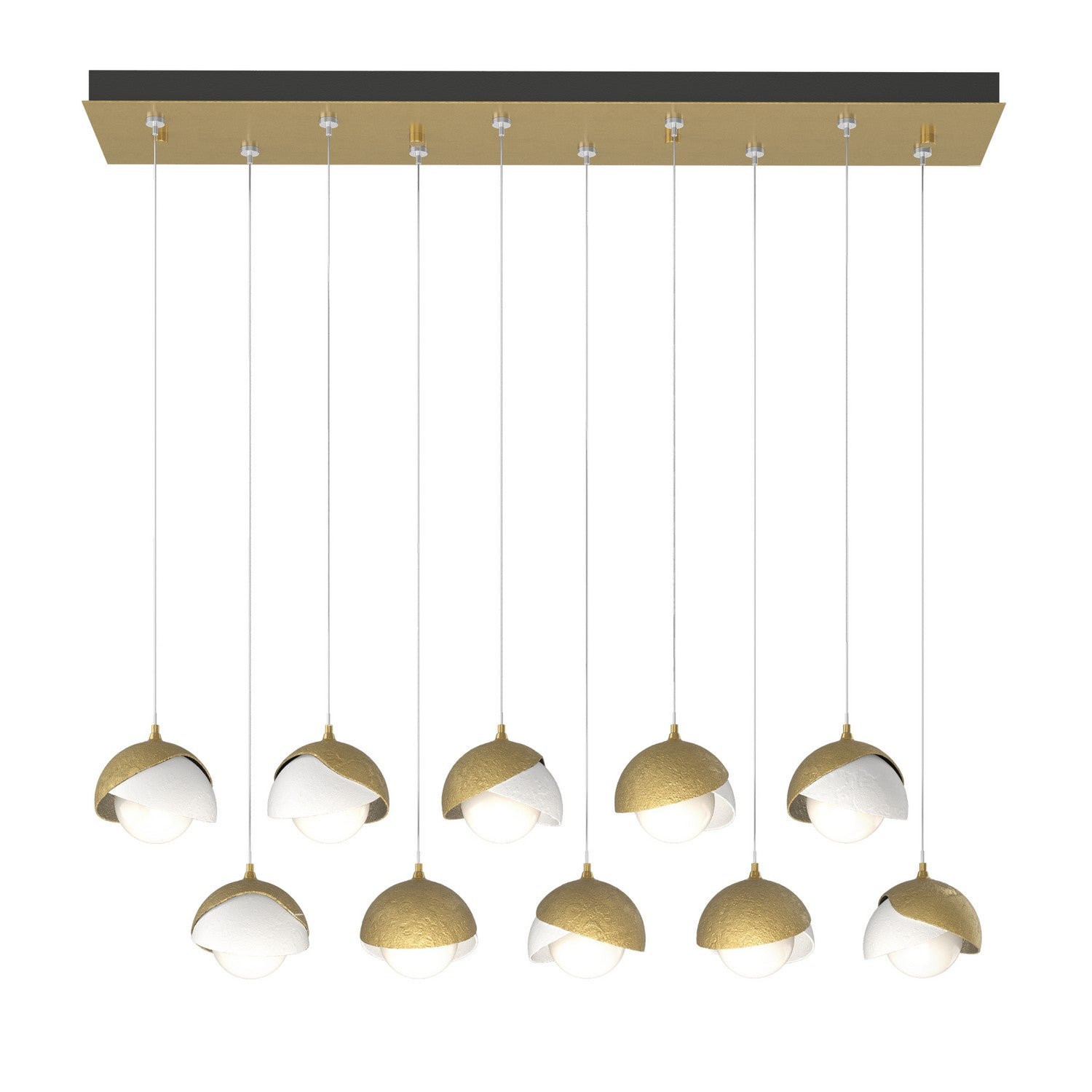 Hubbardton Forge - 131205-SKT-STND-86-02-GG0711 - Brooklyn 10-Light Double Shade Pendant - Brooklyn - Modern Brass