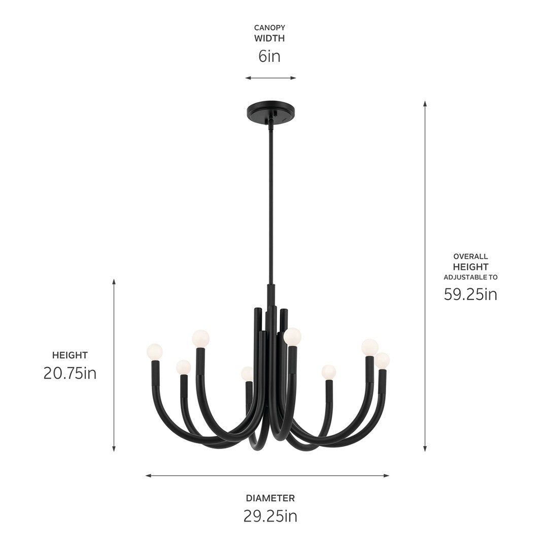 Kichler - 52550BK - Eight Light Chandelier - Odensa - Black