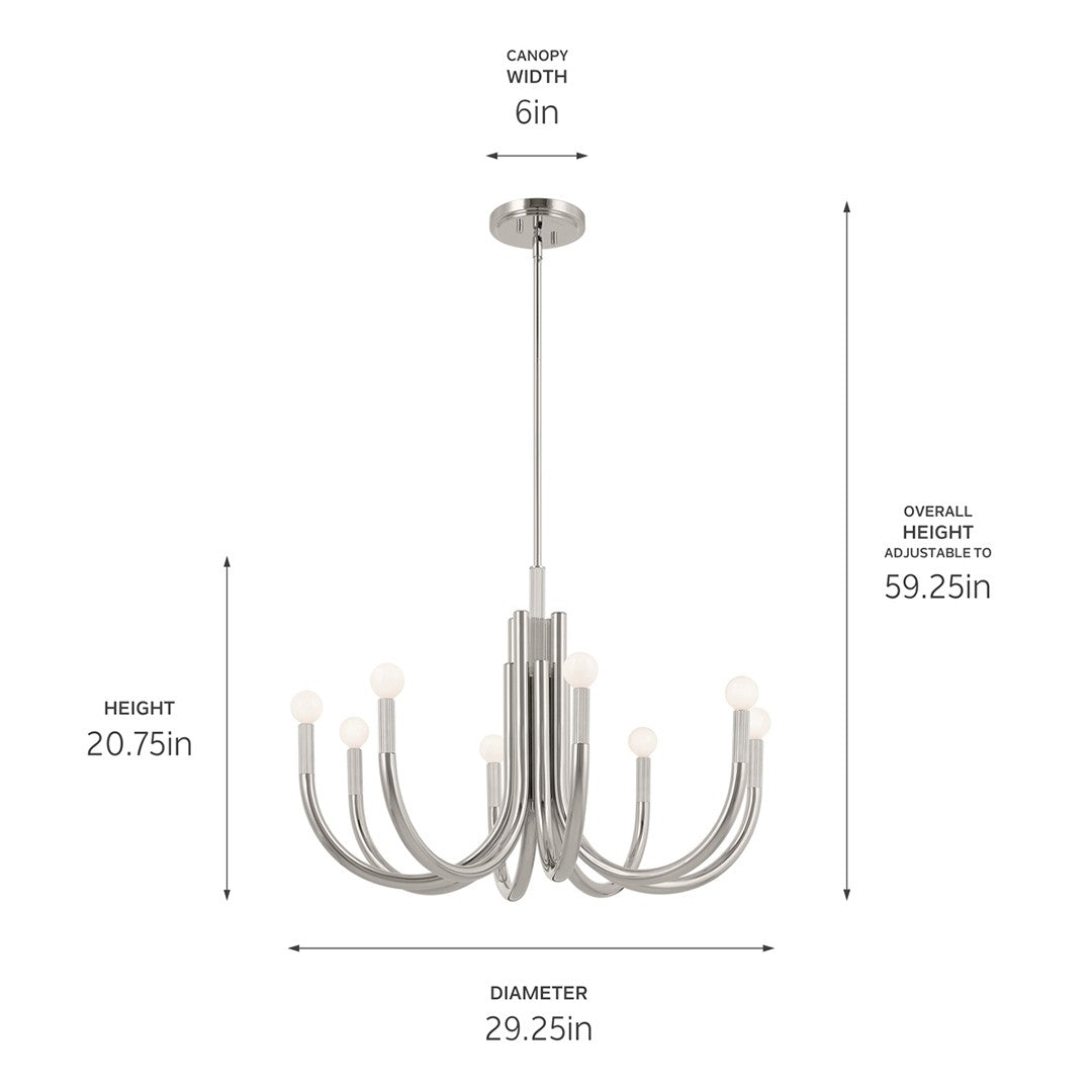 Kichler - 52550PN - Eight Light Chandelier - Odensa - Polished Nickel