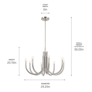 Kichler - 52550PN - Eight Light Chandelier - Odensa - Polished Nickel