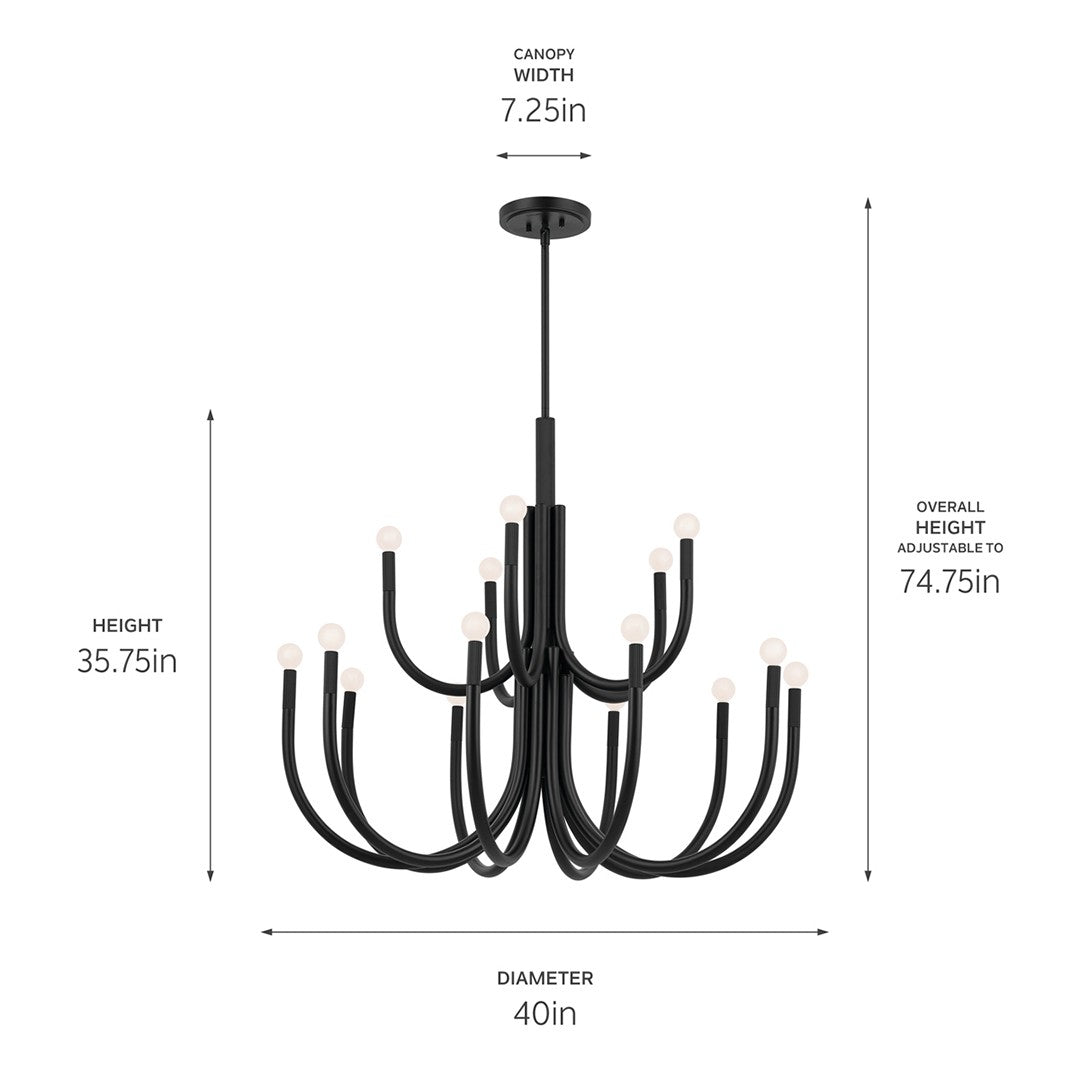 Kichler - 52552BK - 15 Light Chandelier - Odensa - Black