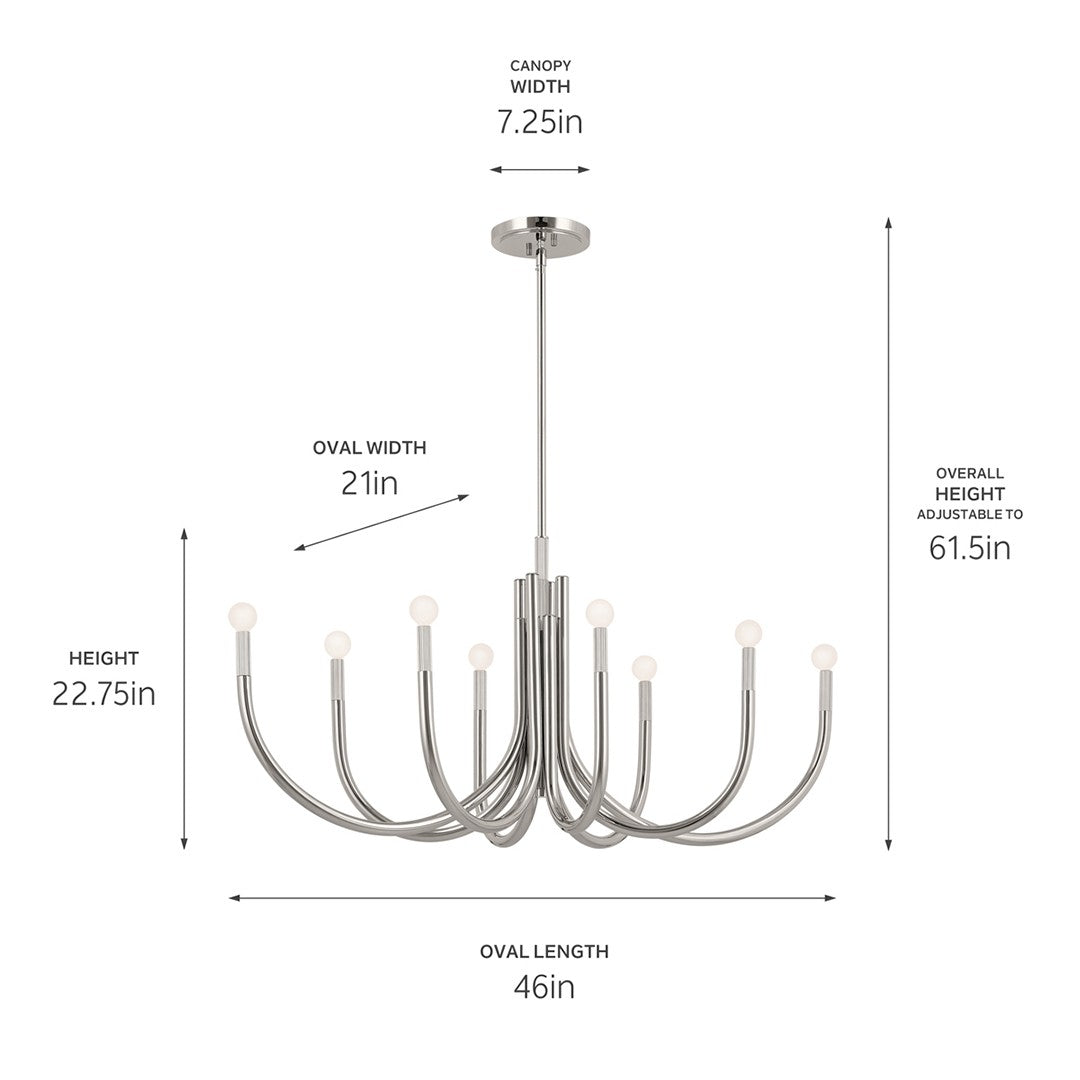 Kichler - 52553PN - Eight Light Chandelier - Odensa - Polished Nickel