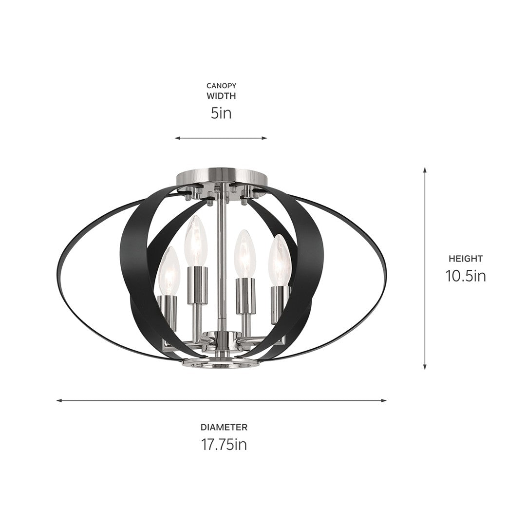 Kichler - 52588PN - Four Light Flush Mount - Cecil - Polished Nickel