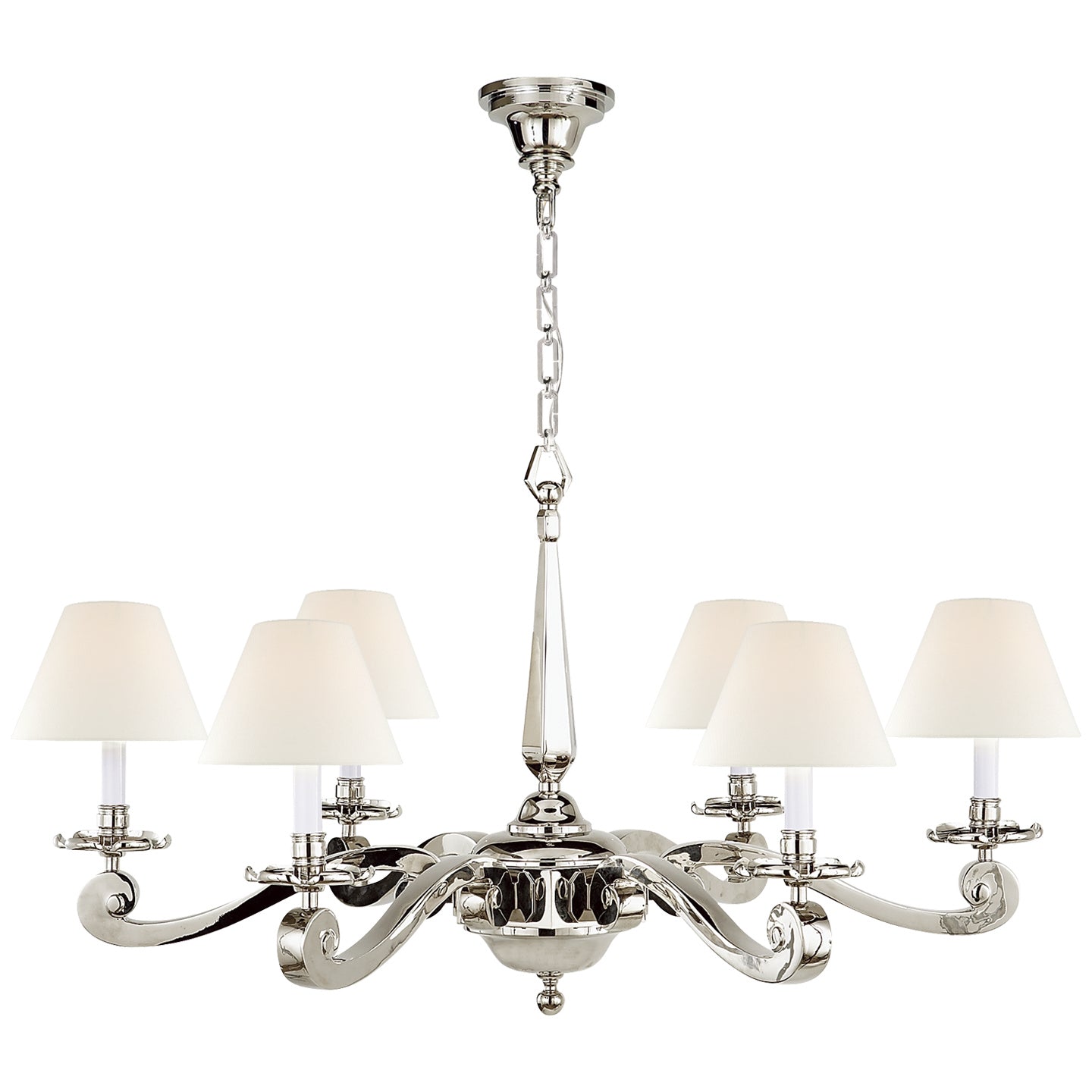 Visual Comfort Signature - AH 5010PN-L - Six Light Chandelier - Myrna - Polished Nickel