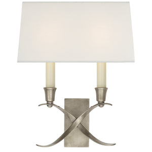 Visual Comfort Signature - CHD 1190AN-L - Two Light Wall Sconce - Cross Bouillotte - Antique Nickel