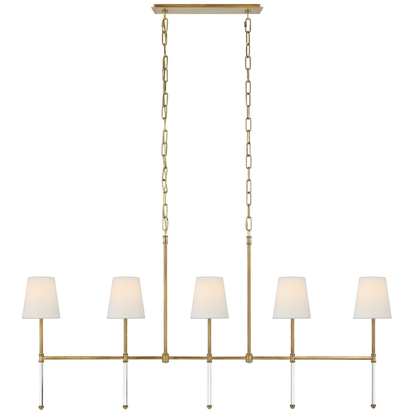 Visual Comfort Signature - SK 5055HAB-L - Five Light Linear Chandelier - Camille - Hand-Rubbed Antique Brass