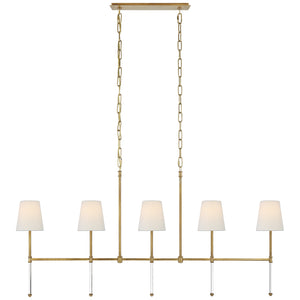 Visual Comfort Signature - SK 5055HAB-L - Five Light Linear Chandelier - Camille - Hand-Rubbed Antique Brass