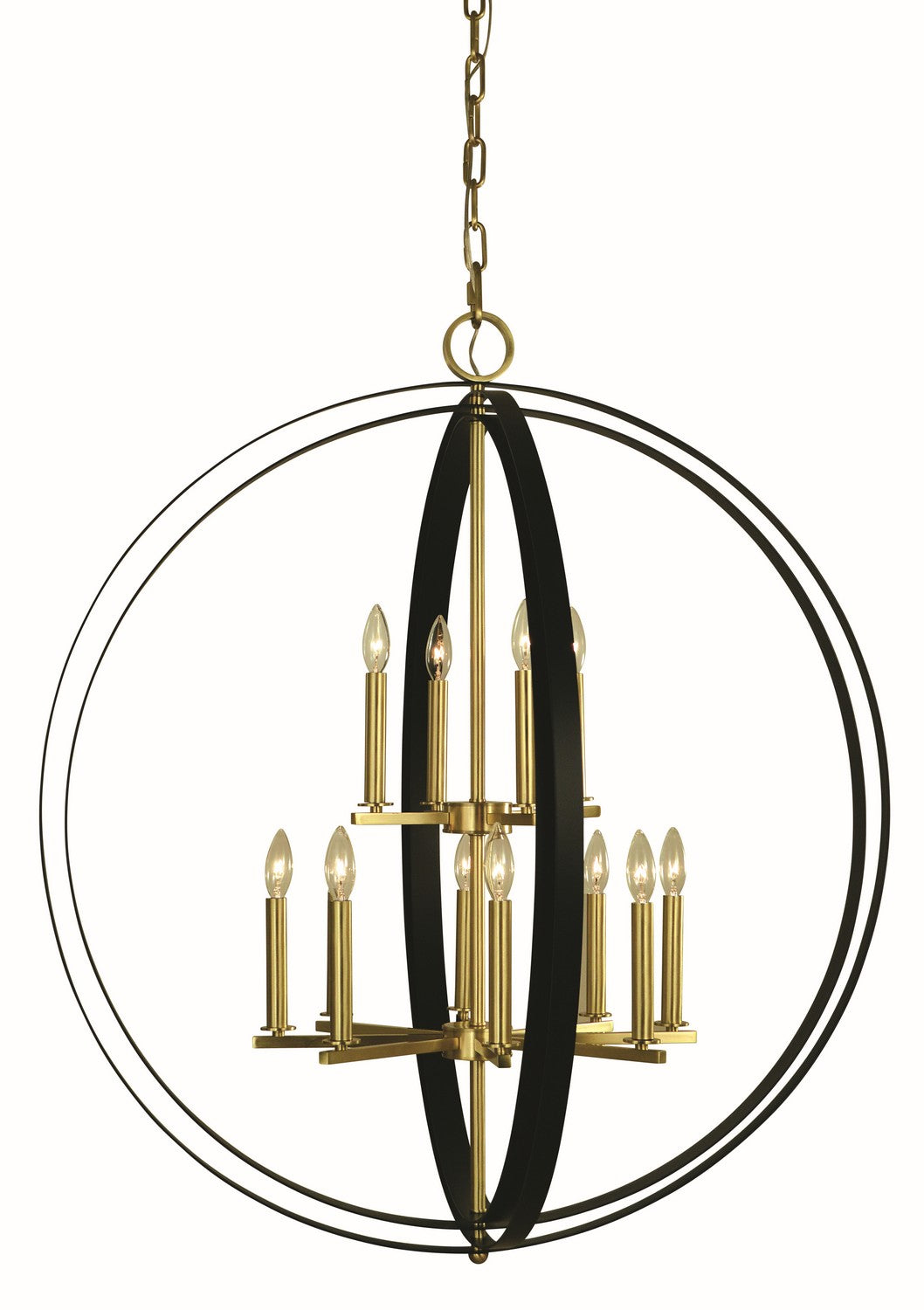 Framburg - 4658 BR/MBLACK - 12 Light Pendant - Constellation - Brushed Brass with Matte Black