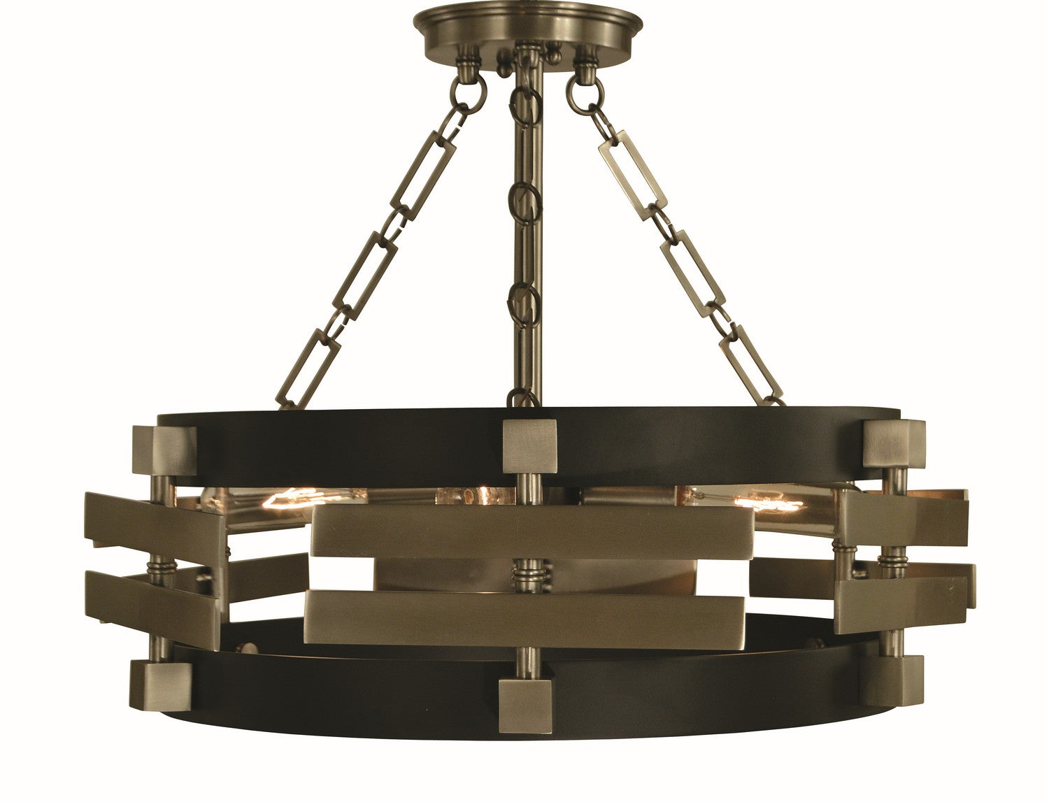 Framburg - 5740 BR/MBLACK - Three Light Semi Flush Mount - Eden - Brush Brass Matte Black