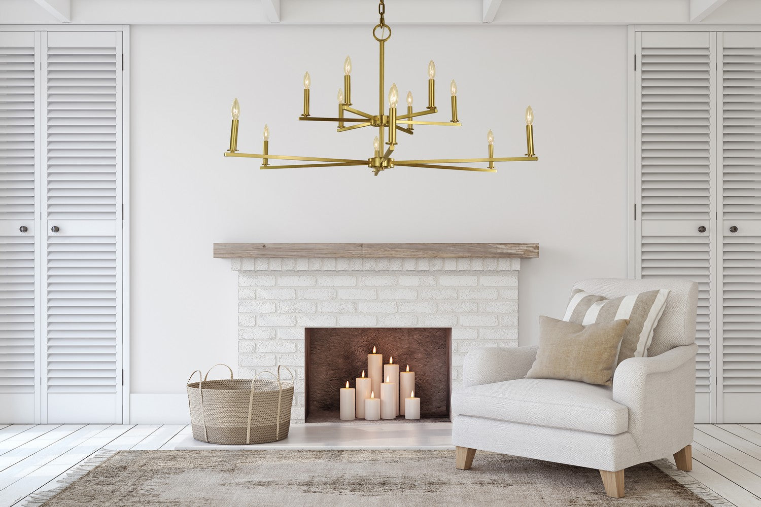 Framburg - 5762 BR - 12 Light Foyer Chandelier - Evelyn - Brushed Brass