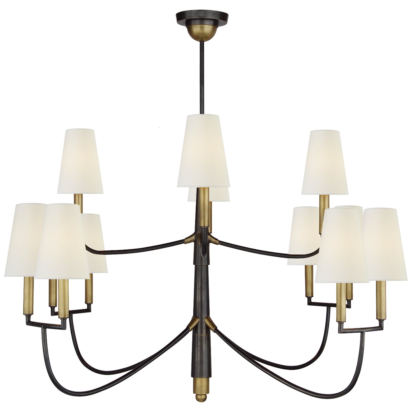 Visual Comfort Signature - TOB 5017BZ/HAB-L - 12 Light Chandelier - Farlane - Bronze with Antique Brass