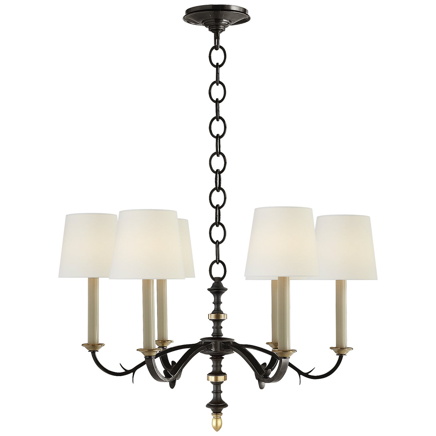 Visual Comfort Signature - TOB 5119BR/HAB-L - Six Light Chandelier - Channing - Black and Brass