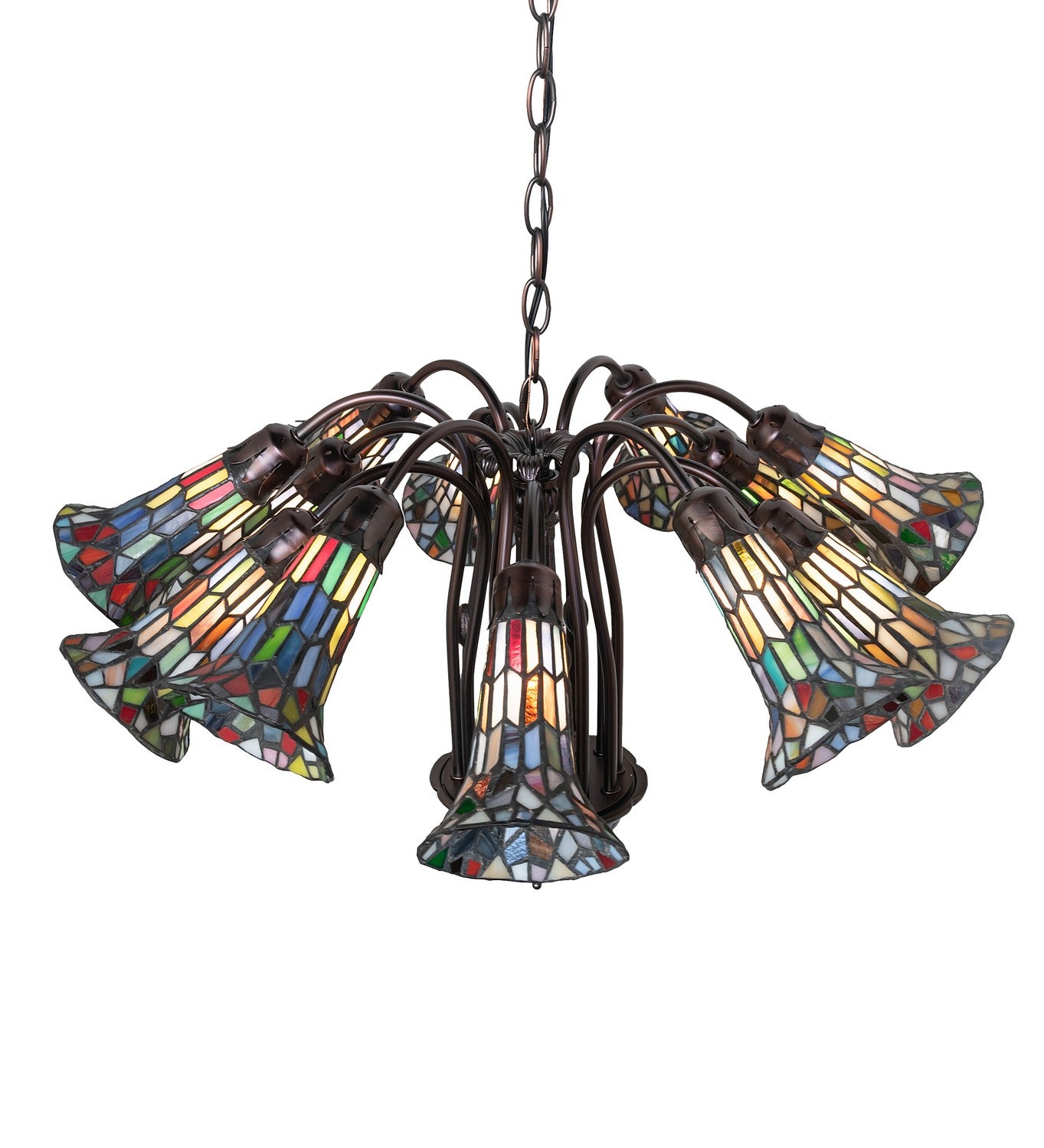 Meyda Tiffany - 17958 - 12 Light Chandelier - Stained Glass Pond Lily - Mahogany Bronze