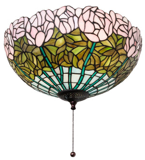 Meyda Tiffany - 254436 - Three Light Fan Light Fixture - Tiffany Cabbage Rose