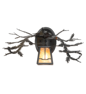 Meyda Tiffany - 261861 - One Light Wall Sconce - Pine Branch - Black Satin Wrought Iron