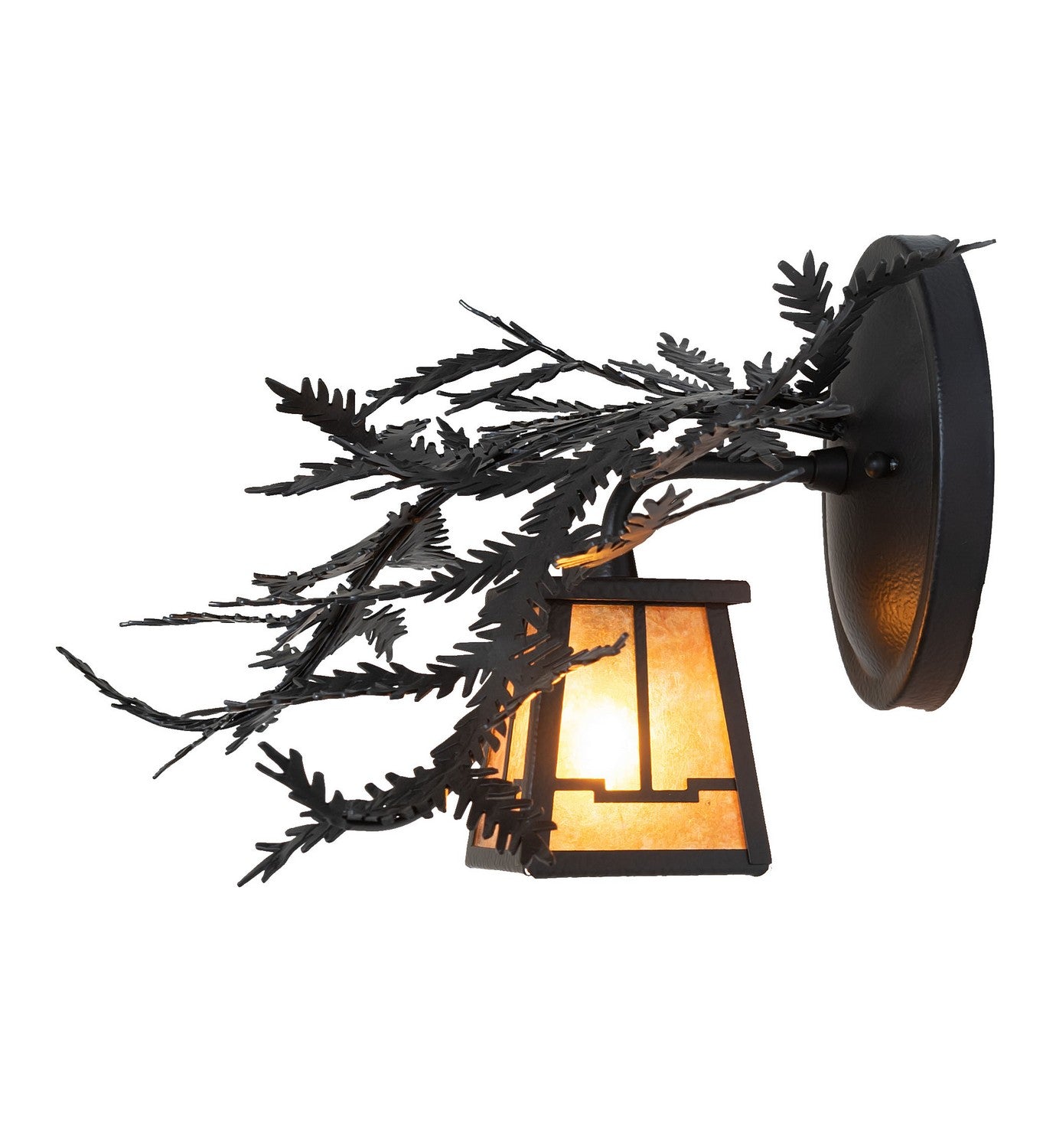 Meyda Tiffany - 261861 - One Light Wall Sconce - Pine Branch - Black Satin Wrought Iron