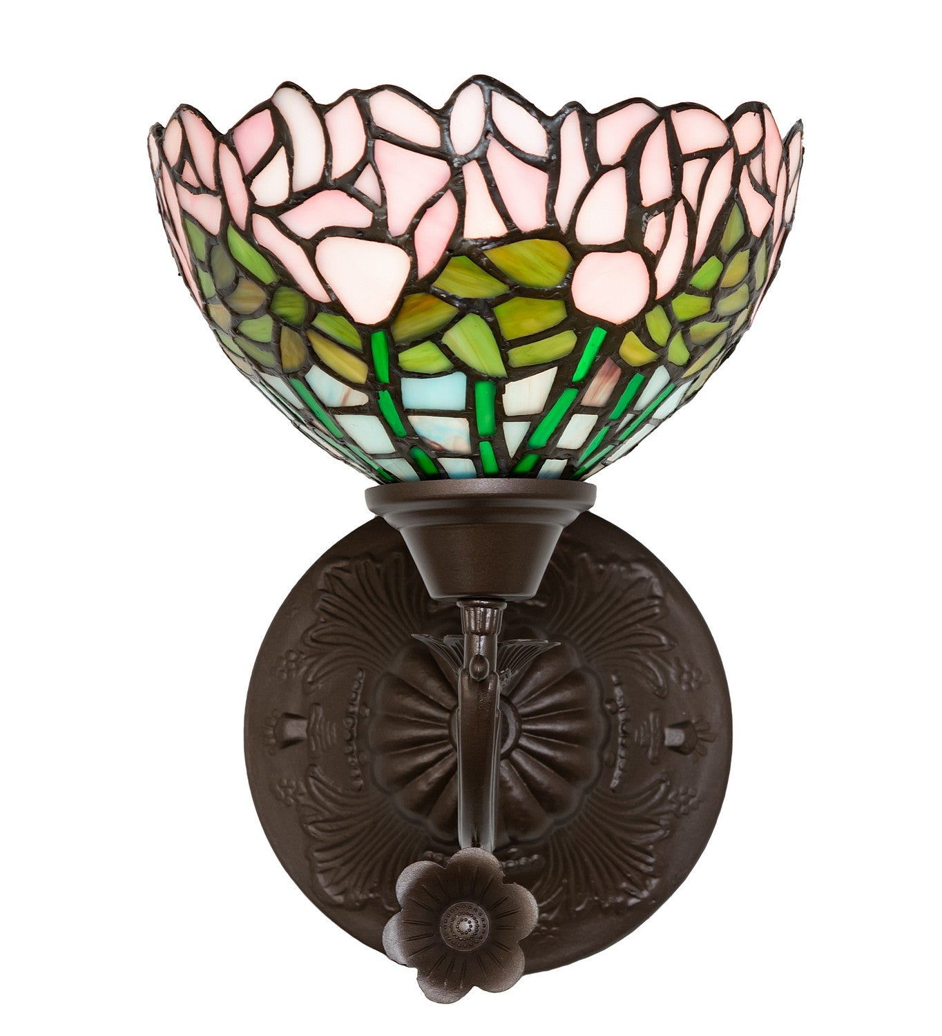 Meyda Tiffany - 264377 - One Light Wall Sconce - Tiffany Cabbage Rose - Mahogany Bronze