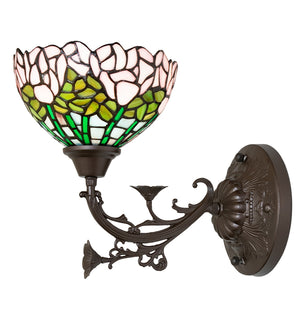 Meyda Tiffany - 264377 - One Light Wall Sconce - Tiffany Cabbage Rose - Mahogany Bronze