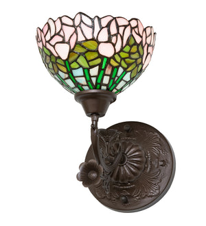 Meyda Tiffany - 264377 - One Light Wall Sconce - Tiffany Cabbage Rose - Mahogany Bronze