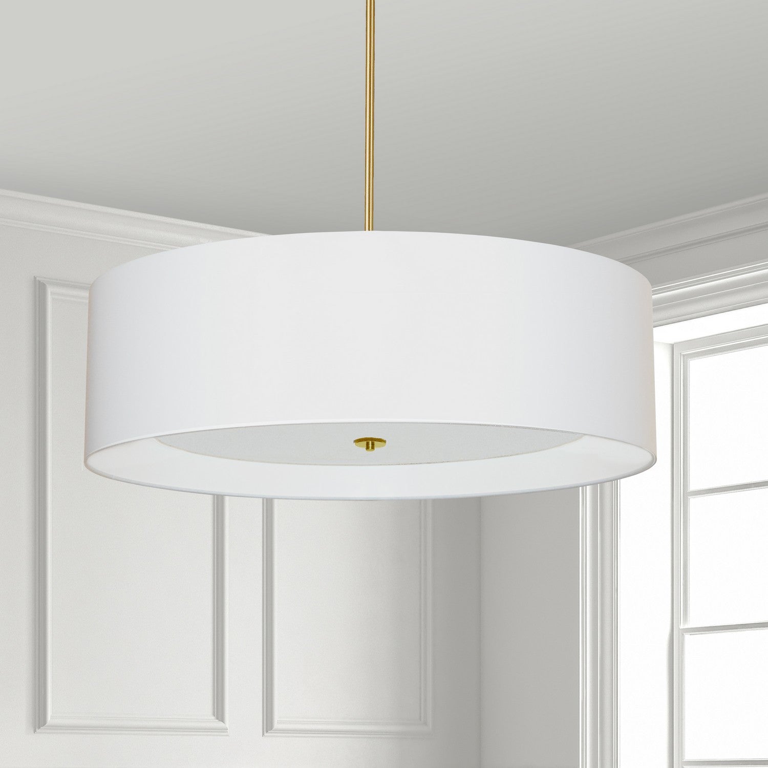 Dainolite Ltd - HEL-304P-AGB-WH - Four Light Pendant - Helena - Aged Brass