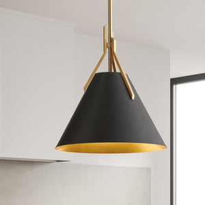 Dainolite Ltd - NIC-101P-AGB-BK - One Light Pendant - Nicole - Aged Brass