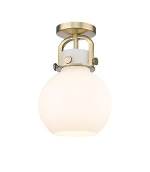 Innovations - 410-1F-BB-G410-8WH - One Light Flush Mount - Downtown Urban - Brushed Brass