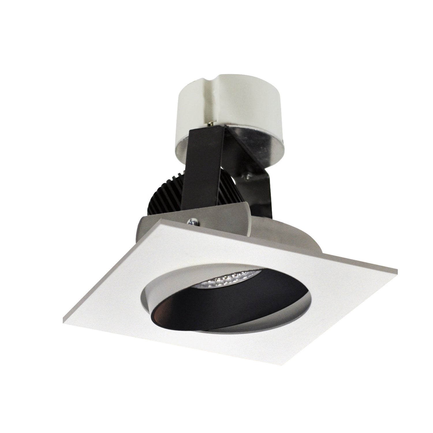 Nora Lighting - NIR-4SCCDXBW - 4" Retrofit Square Reg Cone Adj - Rec Iolite - Black Reflector / White Flange