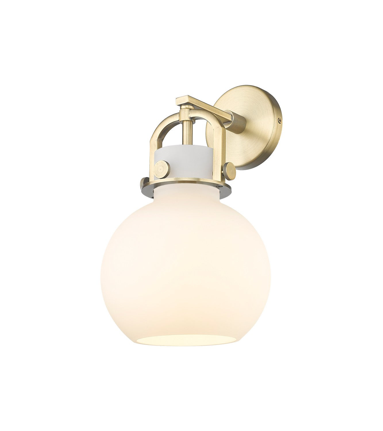 Innovations - 410-1W-BB-G410-8WH - One Light Wall Sconce - Newton - Brushed Brass